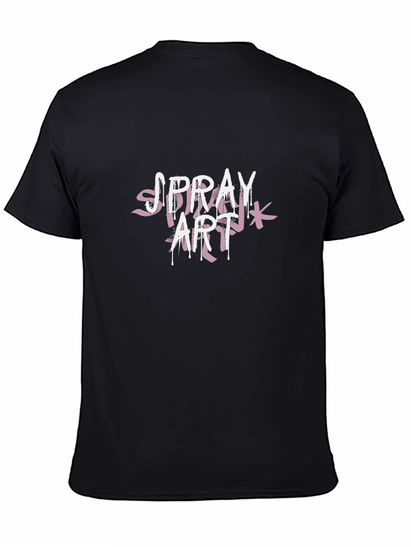 Spray Art Graphic Print Black T-Shirt