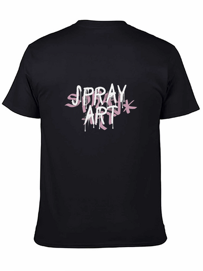 Spray Art Graphic Print Black T-Shirt