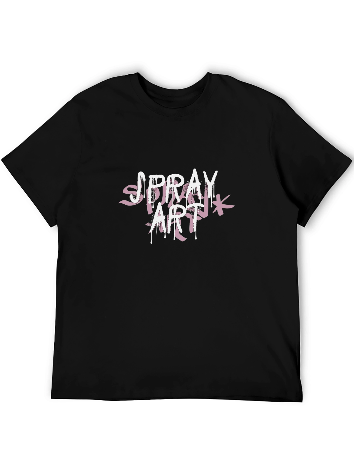 Spray Art Graphic Print Black T-Shirt
