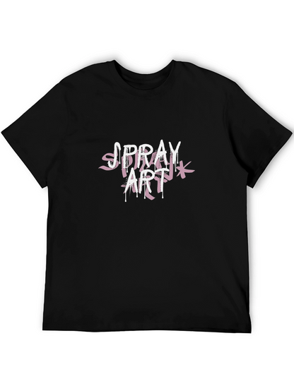 Spray Art Graphic Print Black T-Shirt