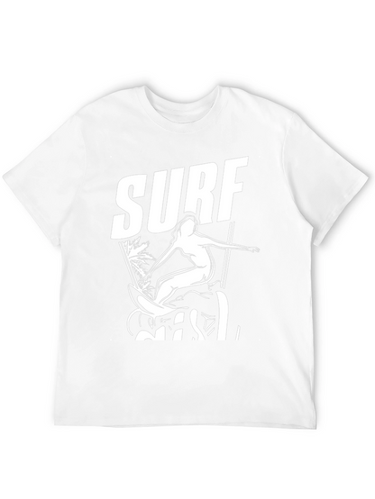 Surf Girl Graphic Tee - Black Cotton T-Shirt