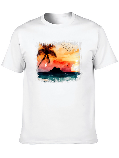 Sunset Palm Graphic T-Shirt - Black