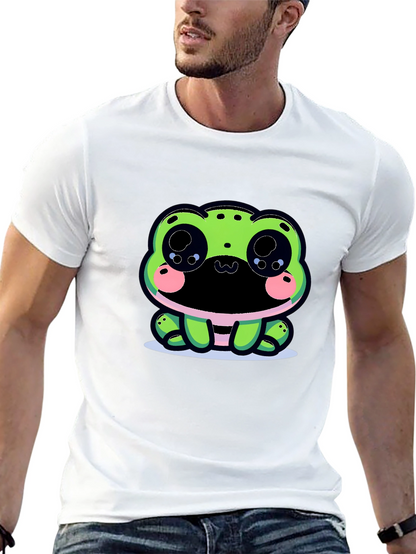 Cute Frog Graphic Tee - Black Cotton Blend