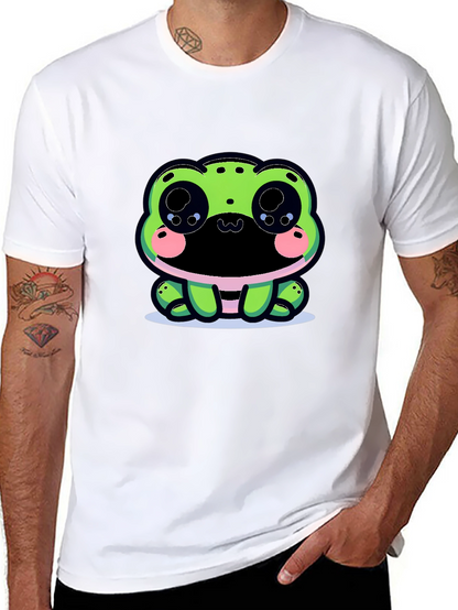 Cute Frog Graphic Tee - Black Cotton Blend