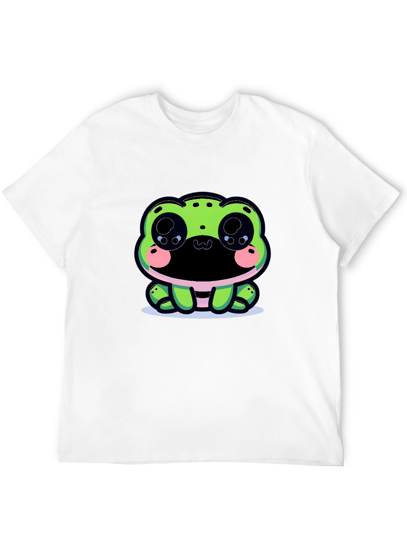 Cute Frog Graphic Tee - Black Cotton Blend