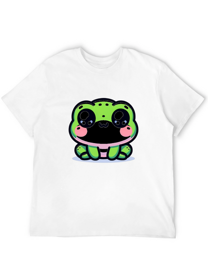Cute Frog Graphic Tee - Black Cotton Blend