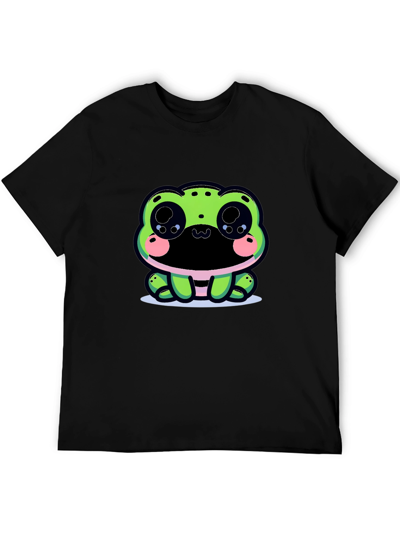 Cute Frog Graphic Tee - Black Cotton Blend