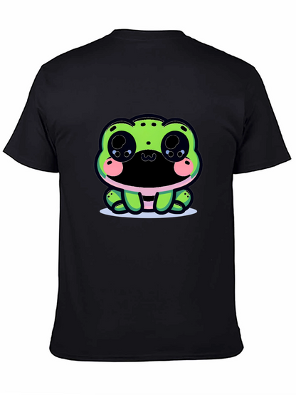Cute Frog Graphic Tee - Black Cotton Blend
