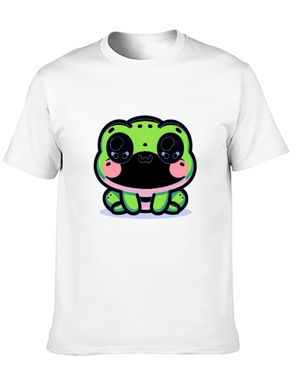 Cute Frog Graphic Tee - Black Cotton Blend