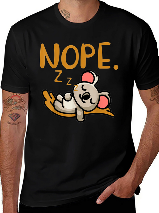 Nope Sleepy Koala Graphic Tee - Soft Cotton Unisex T-Shirt