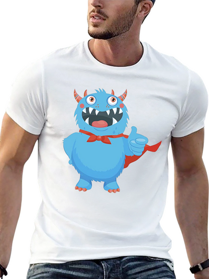Monster Graphic Tee - Cute Blue Cartoon Character