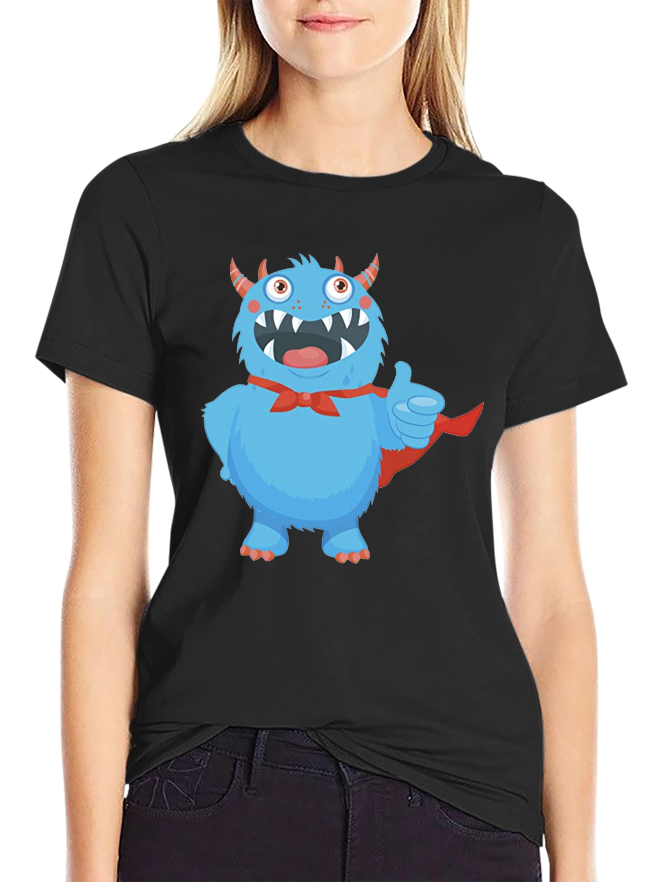 Monster Graphic Tee - Cute Blue Cartoon Character