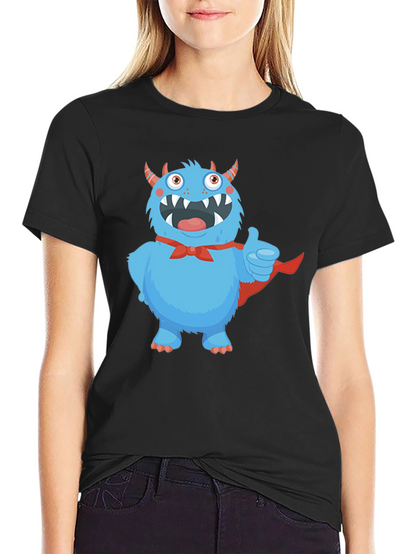 Monster Graphic Tee - Cute Blue Cartoon Character