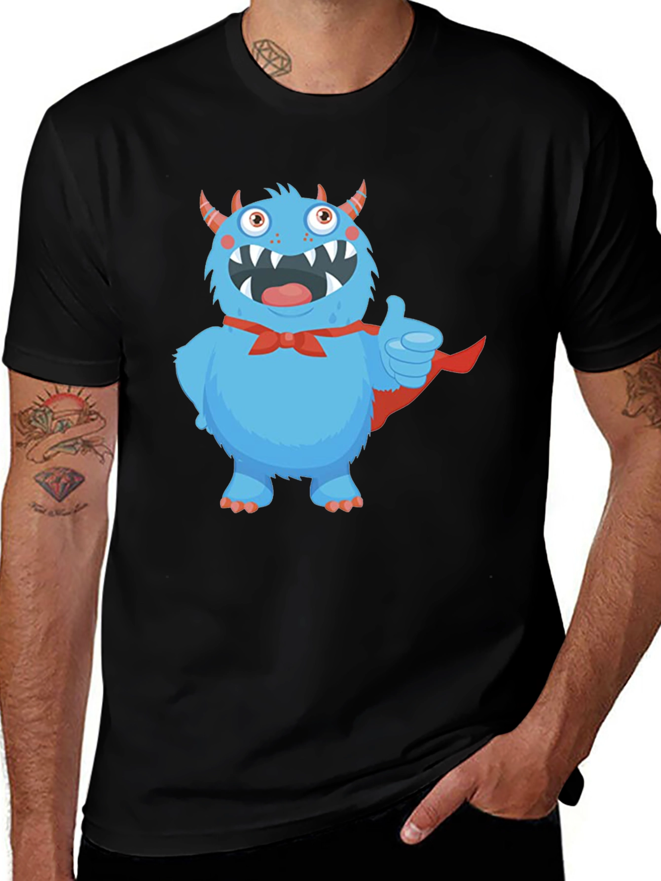 Monster Graphic Tee - Cute Blue Cartoon Character