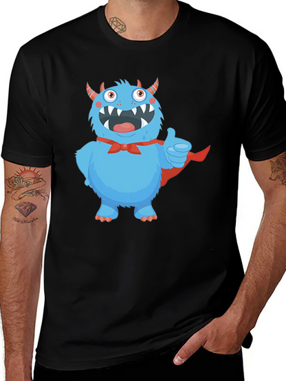 Monster Graphic Tee - Cute Blue Cartoon Character