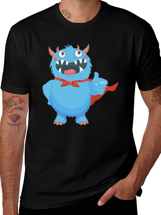 Monster Graphic Tee - Cute Blue Cartoon Character