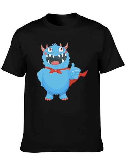 Monster Graphic Tee - Cute Blue Cartoon Character