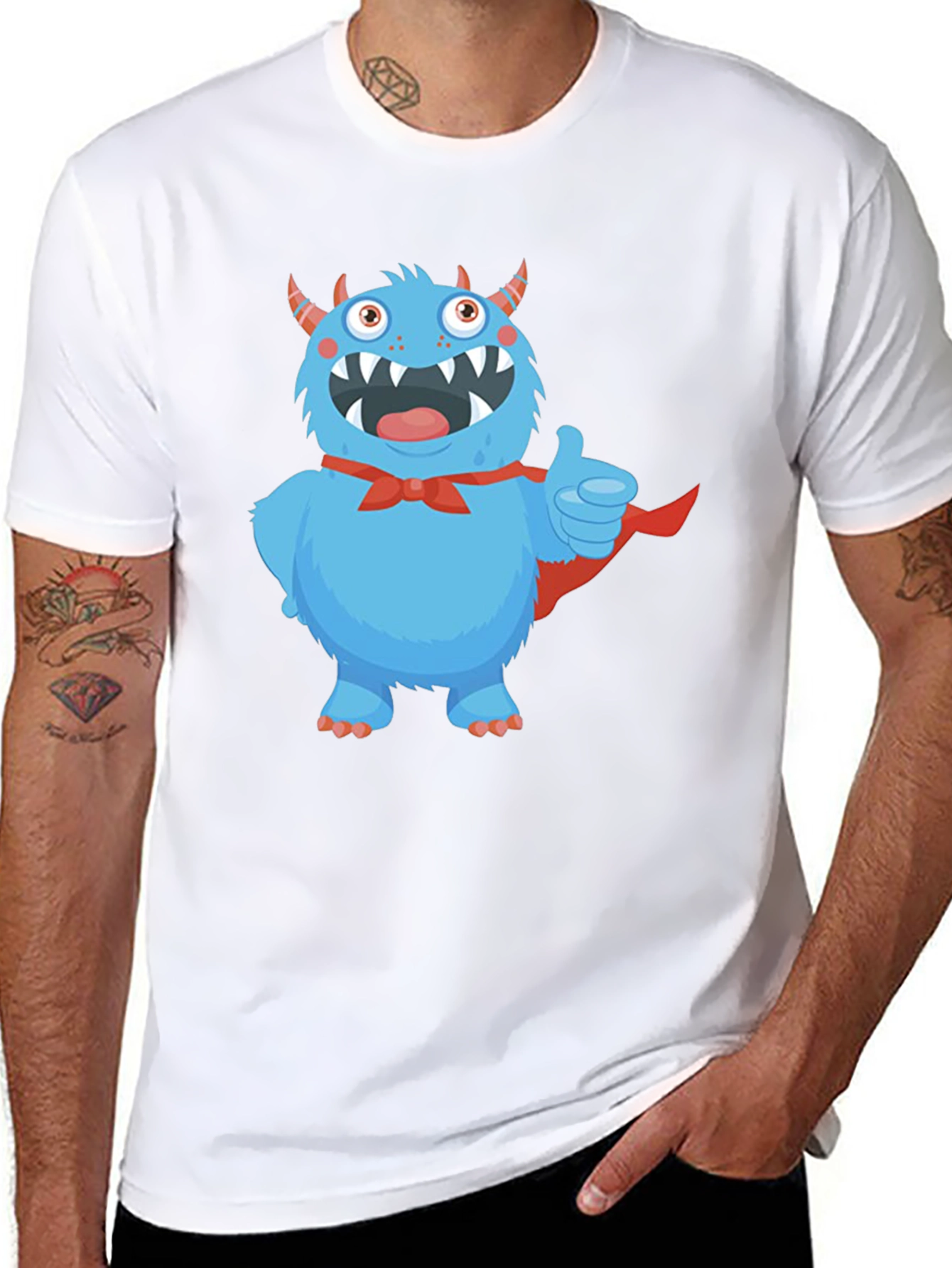 Monster Graphic Tee - Cute Blue Cartoon Character