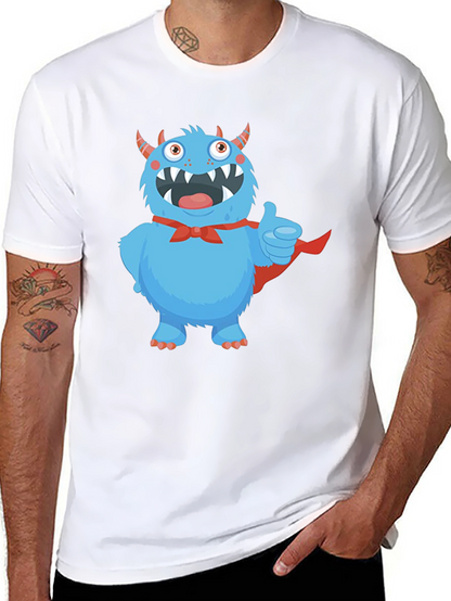 Monster Graphic Tee - Cute Blue Cartoon Character