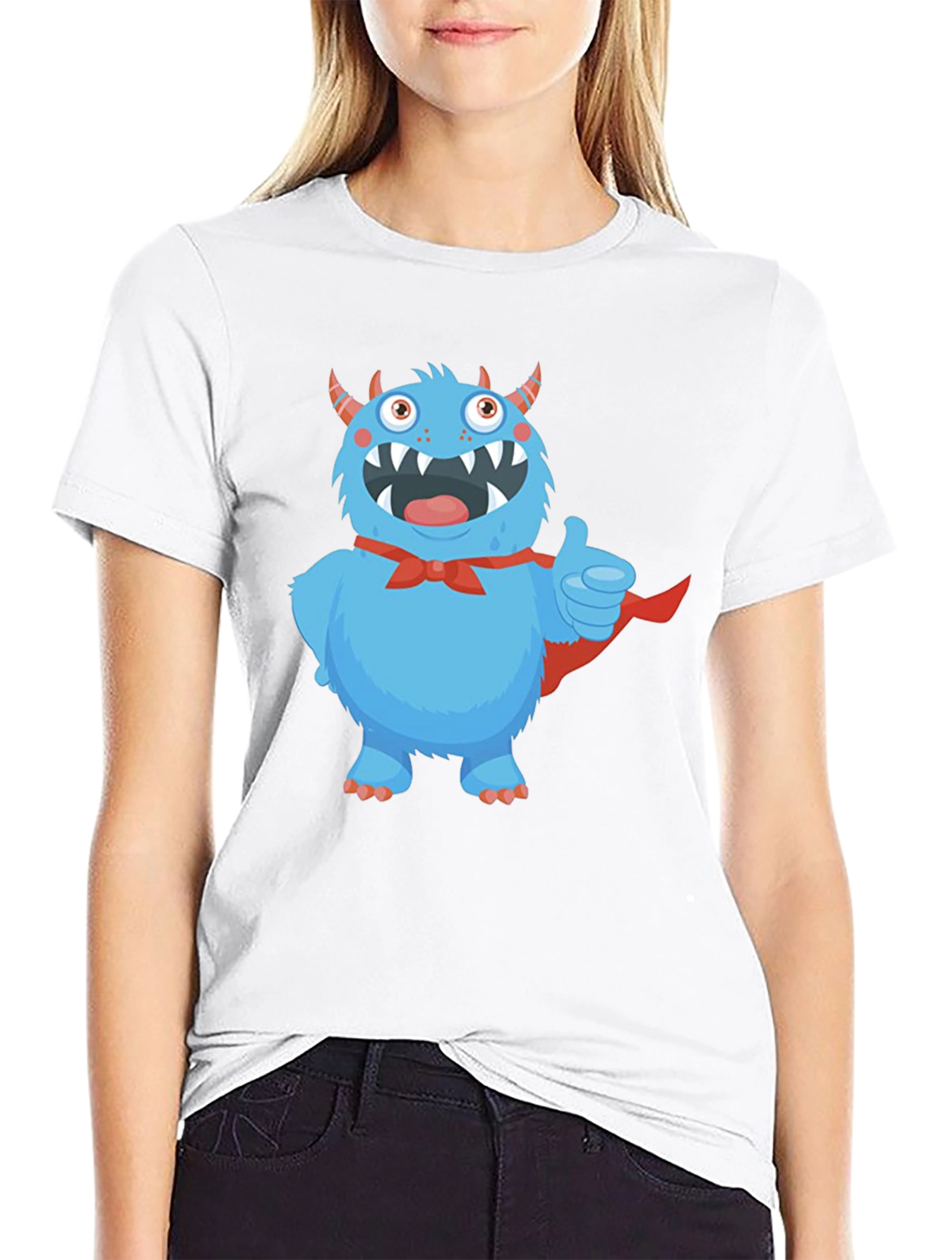 Monster Graphic Tee - Cute Blue Cartoon Character