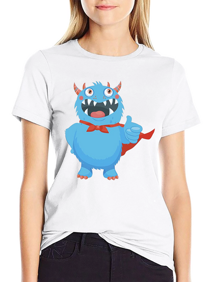 Monster Graphic Tee - Cute Blue Cartoon Character