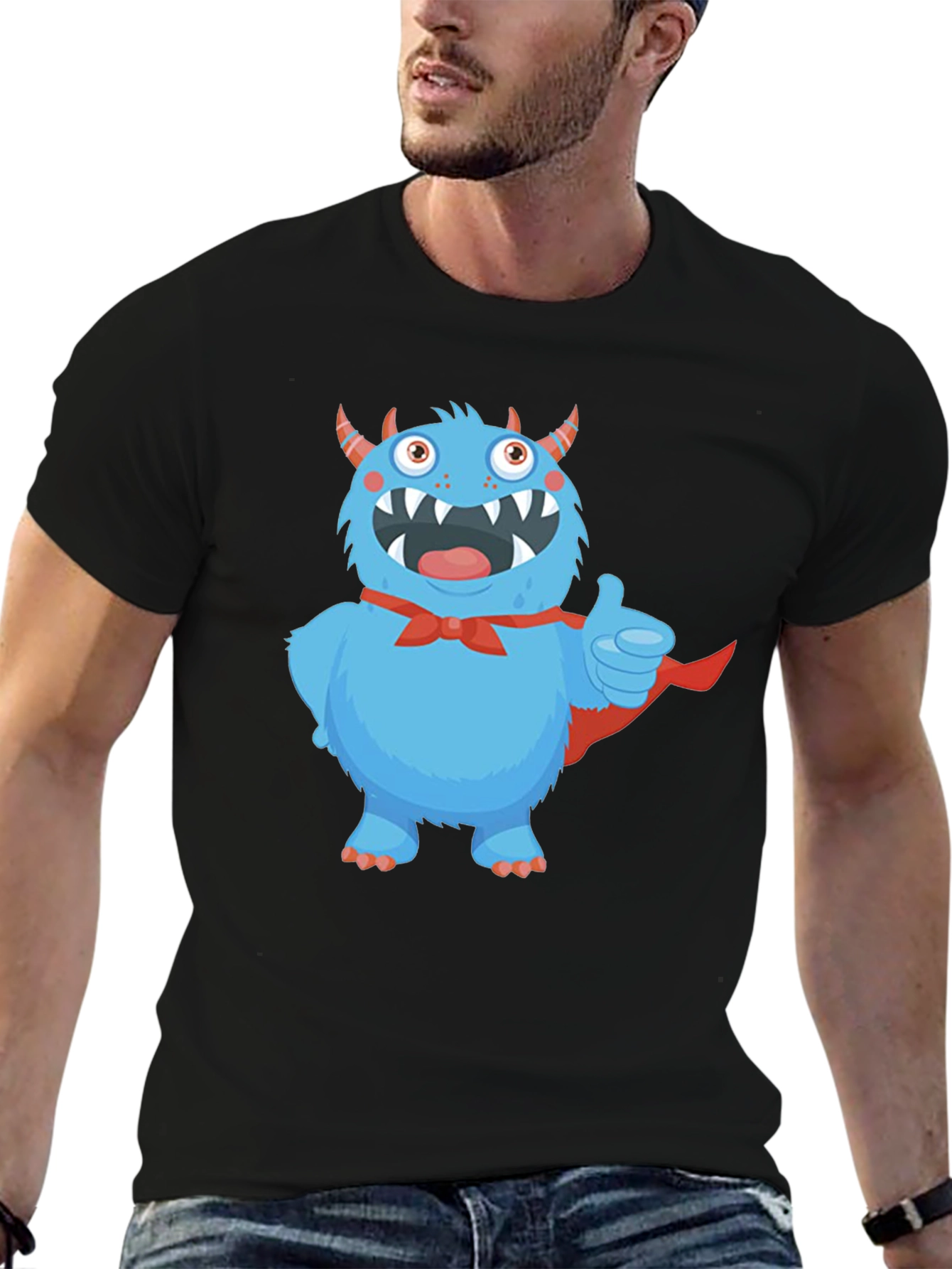 Monster Graphic Tee - Cute Blue Cartoon Character