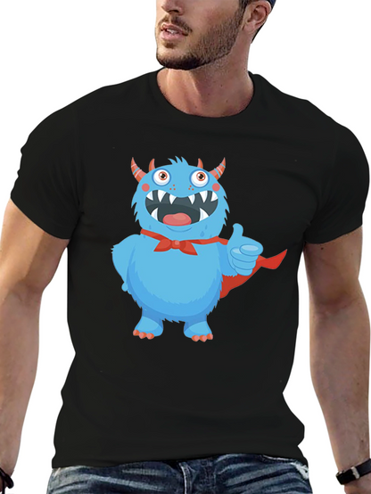 Monster Graphic Tee - Cute Blue Cartoon Character