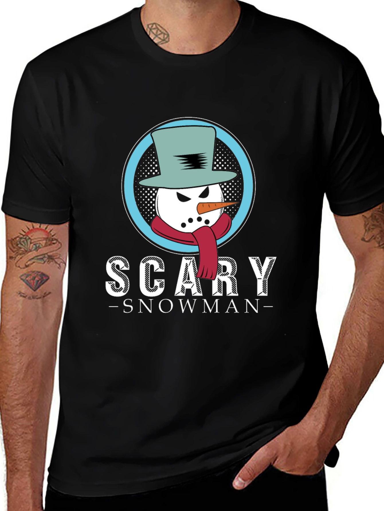 Scary Snowman Graphic T-Shirt