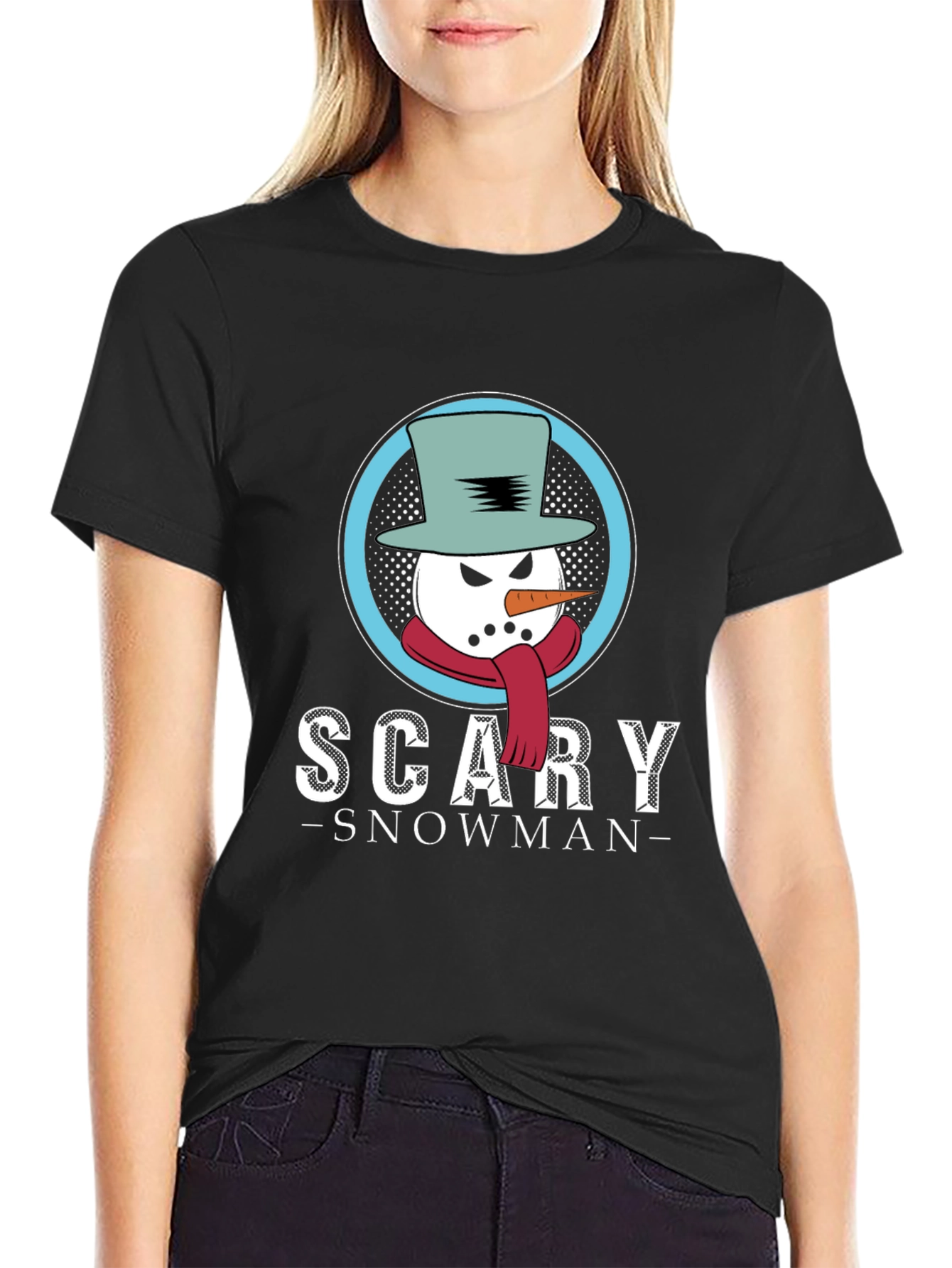 Scary Snowman Graphic T-Shirt