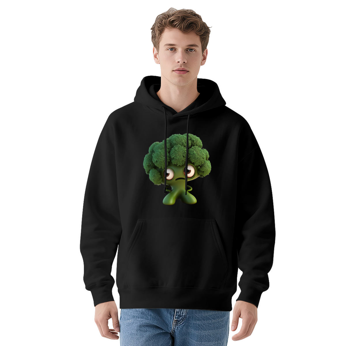 Stylish Pullover Hoodie - Funny Broccoli Character