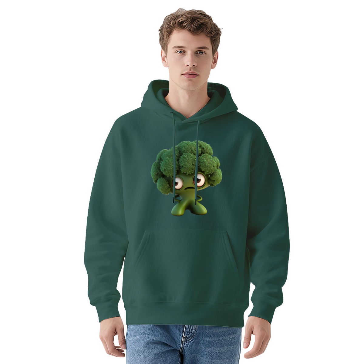 Stylish Pullover Hoodie - Funny Broccoli Character