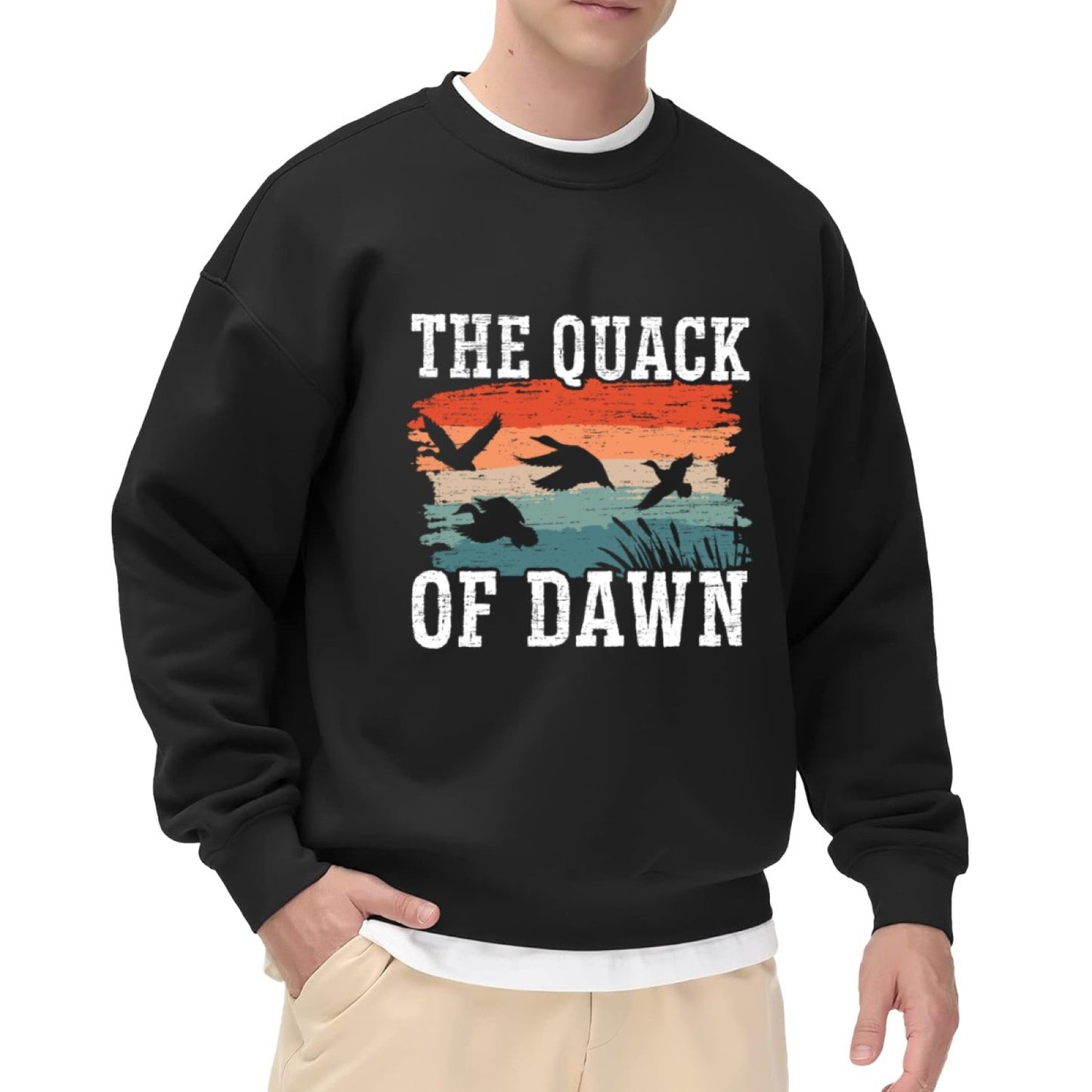 Retro Sunset Duck "The Quack of Dawn" Graphic Crewneck