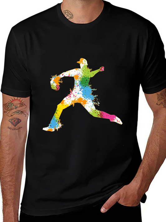 Colorful Baseball Pitcher Graphic T-Shirt