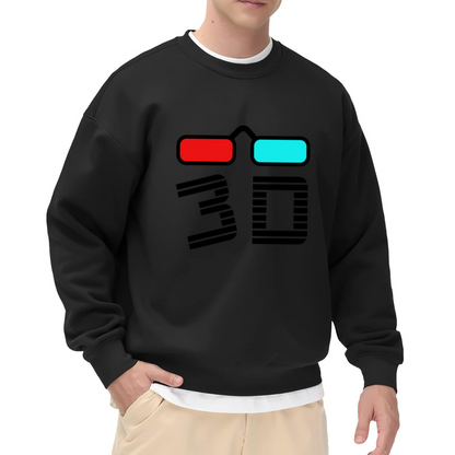 Retro 3D Glasses Crewneck Sweatshirt - Vintage Anaglyph Effect Pop Culture Pullover