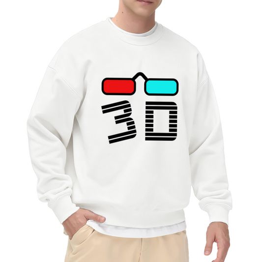 Retro 3D Glasses Crewneck Sweatshirt - Vintage Anaglyph Effect Pop Culture Pullover