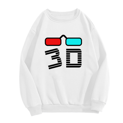 Retro 3D Glasses Crewneck Sweatshirt - Vintage Anaglyph Effect Pop Culture Pullover