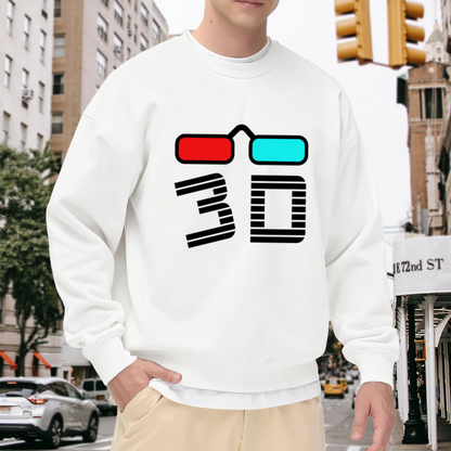 Retro 3D Glasses Crewneck Sweatshirt - Vintage Anaglyph Effect Pop Culture Pullover