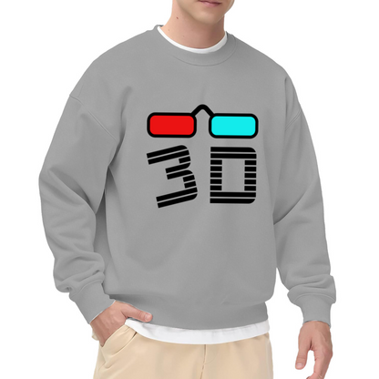 Retro 3D Glasses Crewneck Sweatshirt - Vintage Anaglyph Effect Pop Culture Pullover