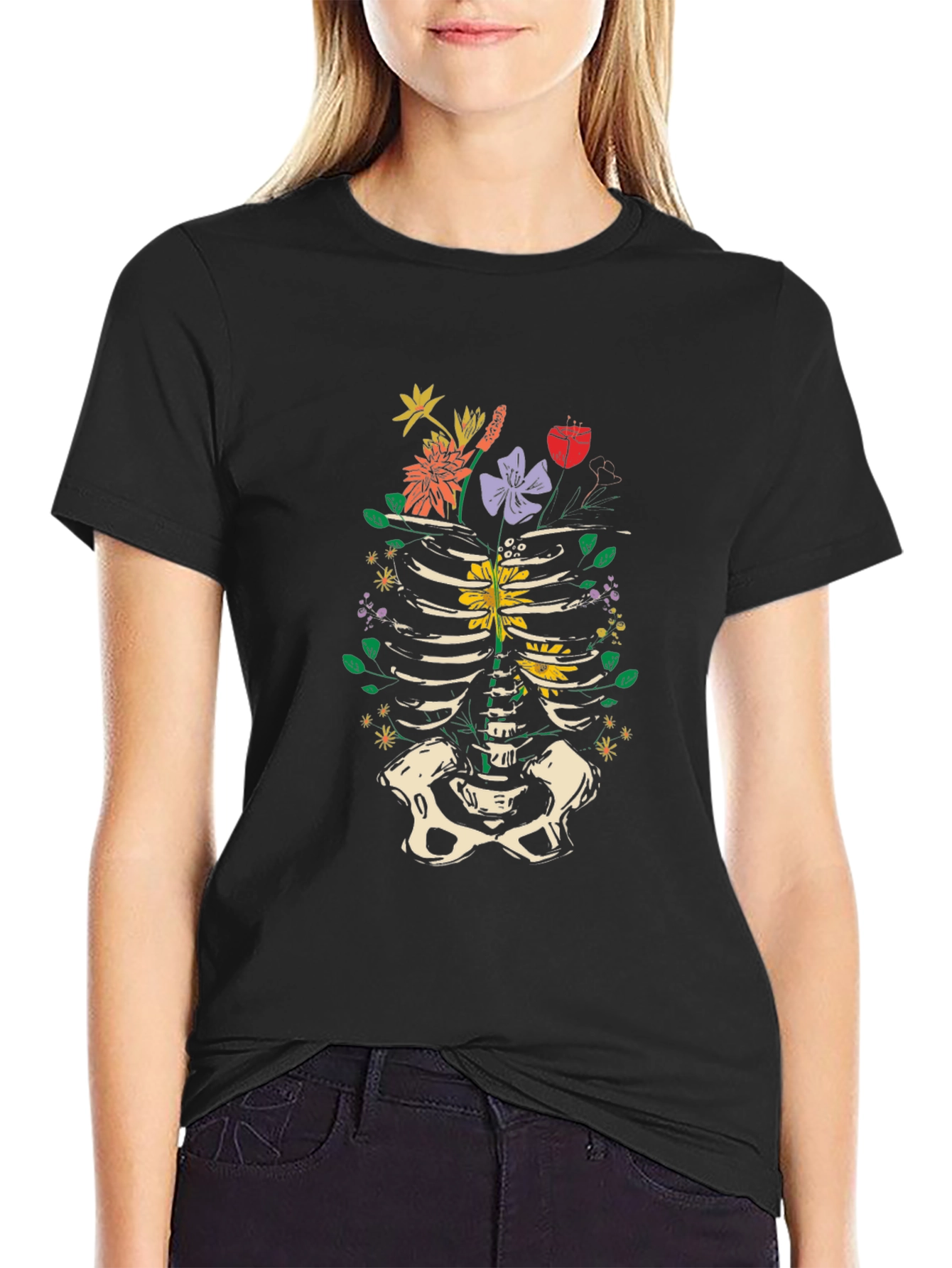Floral Ribcage Anatomy T-Shirt
