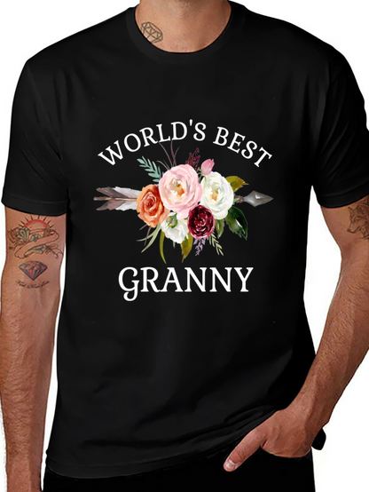 Worlds Best Granny Floral Arrow T-Shirt