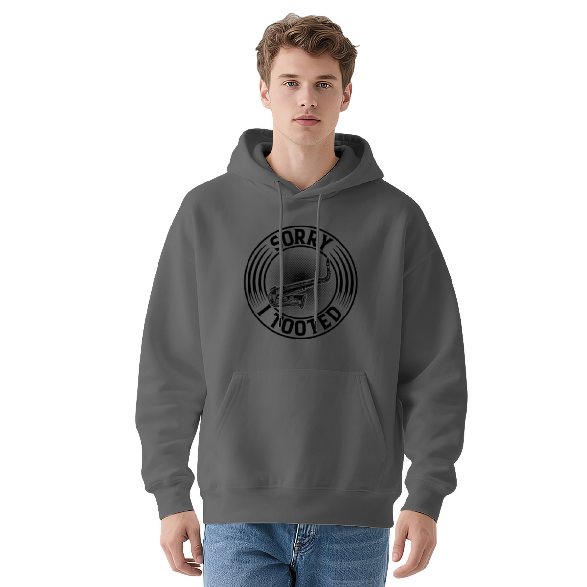Sorry I Tooted Trumpet Graphic Grey Hoodie