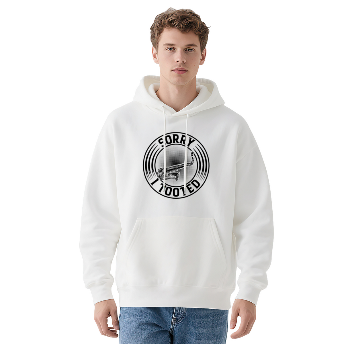 Sorry I Tooted Trumpet Graphic Grey Hoodie