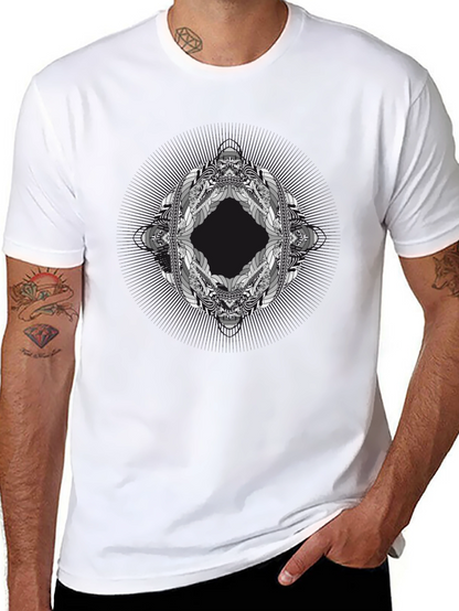 Abstract Geometric Graphic Print Black T-Shirt