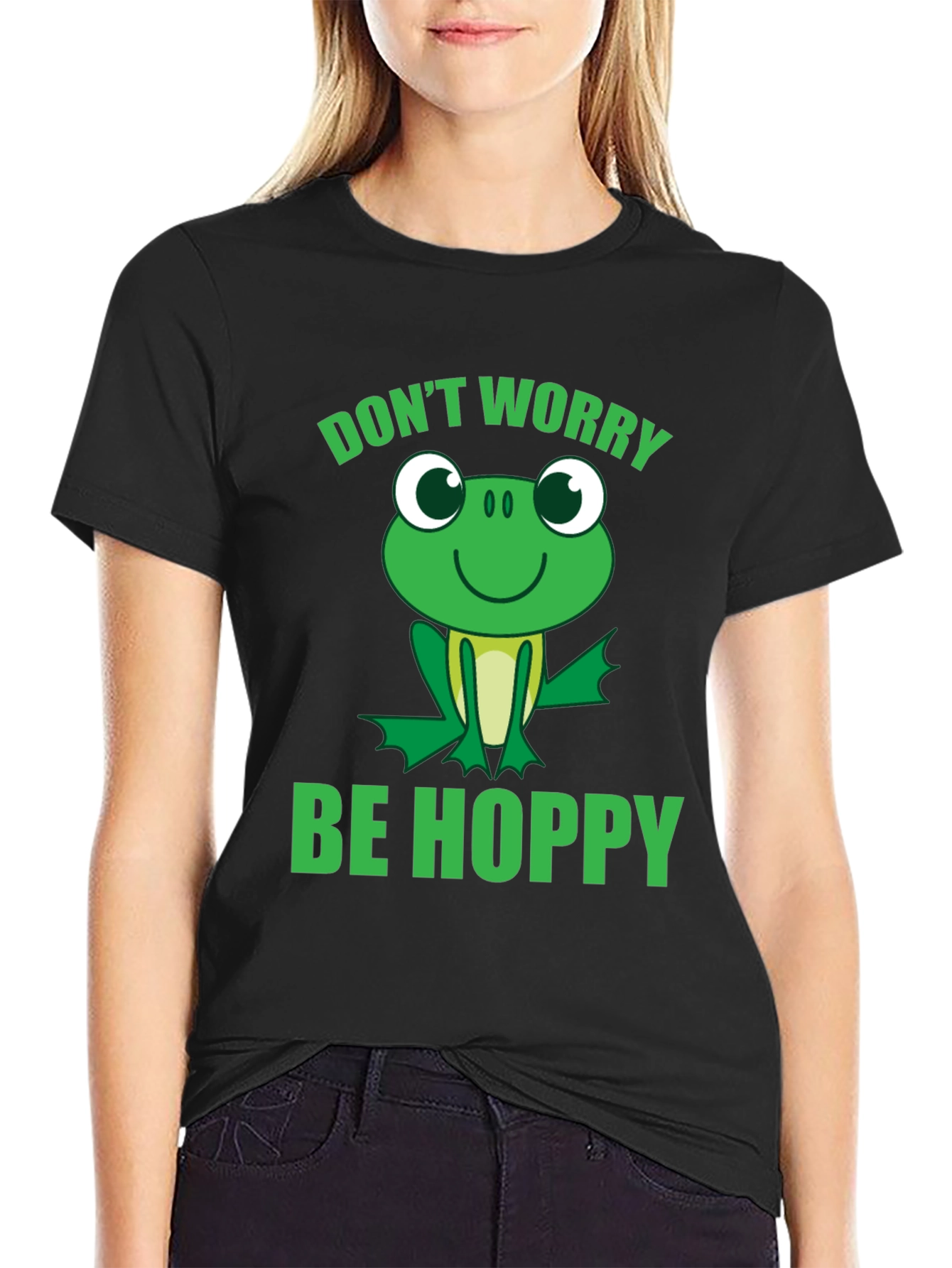 Dont Worry Be Hoppy Frog Graphic T-Shirt