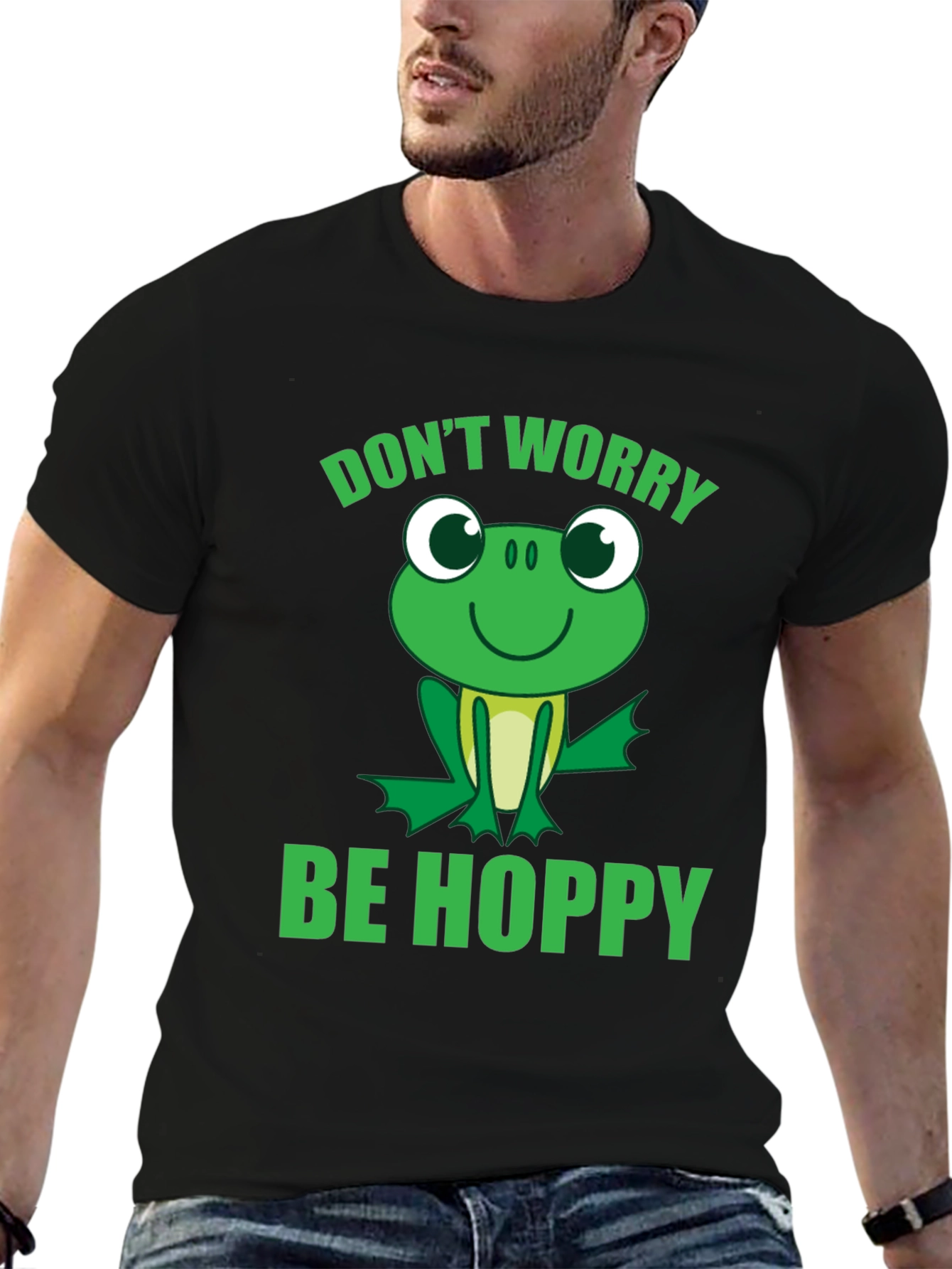 Dont Worry Be Hoppy Frog Graphic T-Shirt