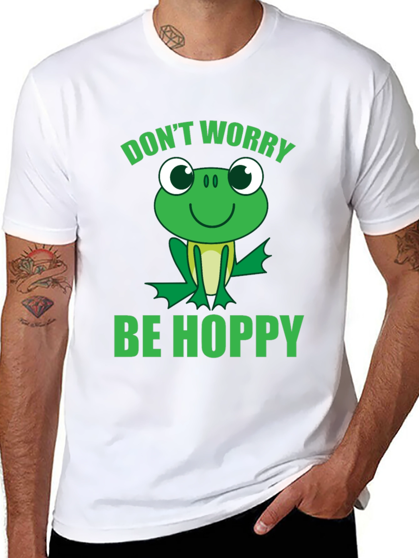 Dont Worry Be Hoppy Frog Graphic T-Shirt