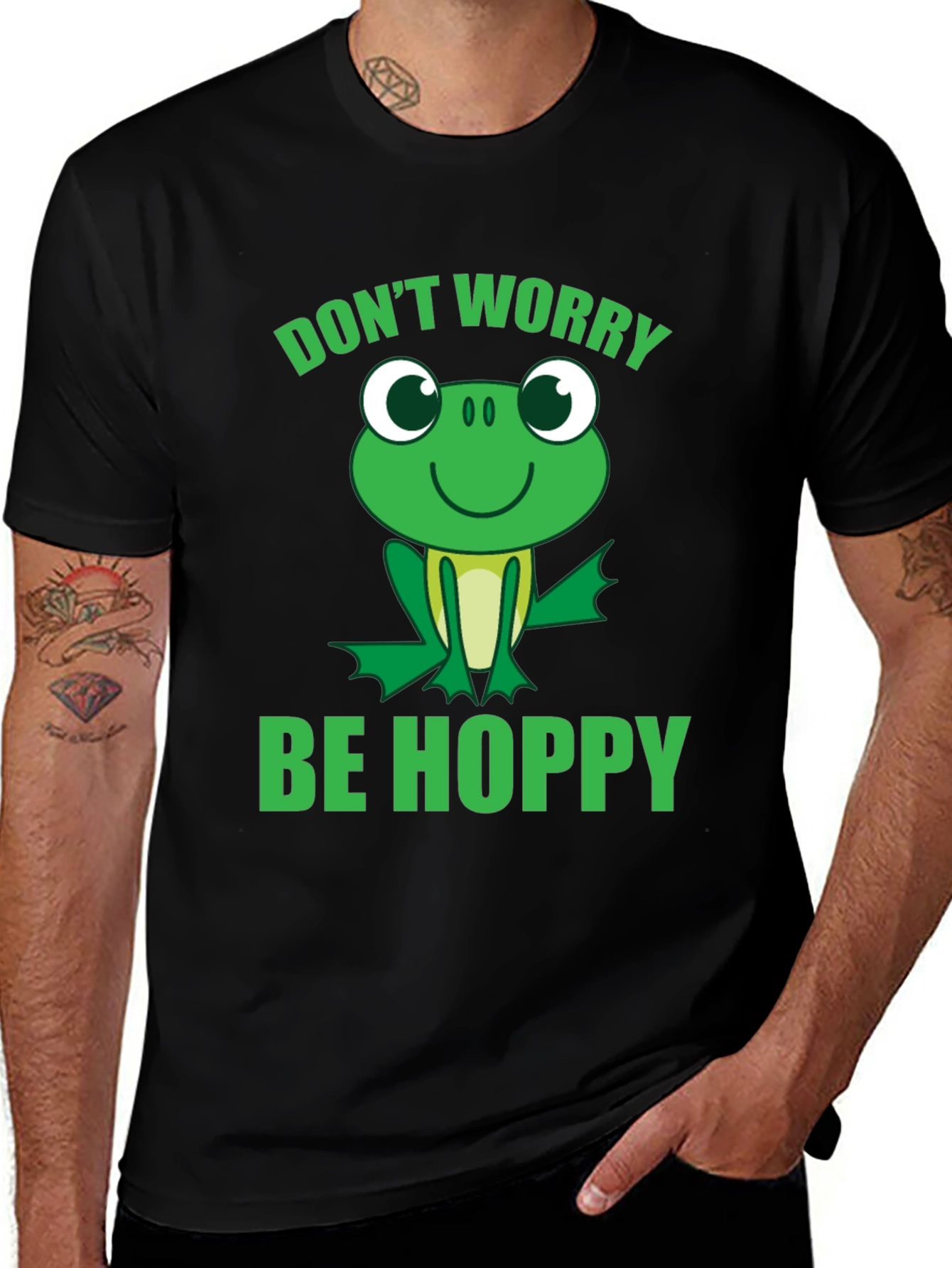 Dont Worry Be Hoppy Frog Graphic T-Shirt