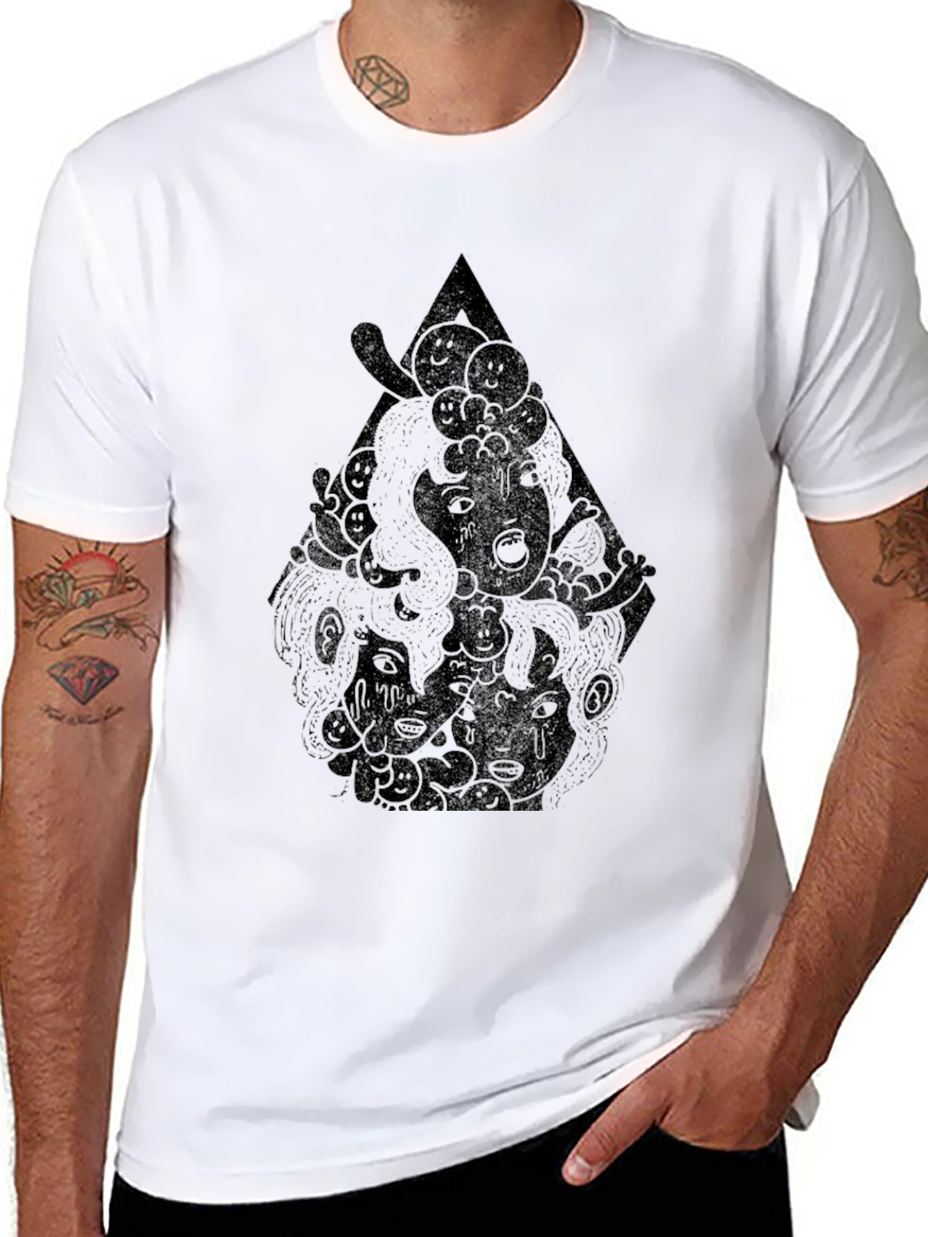 Modern Graphic Tee - Black with Abstract Print