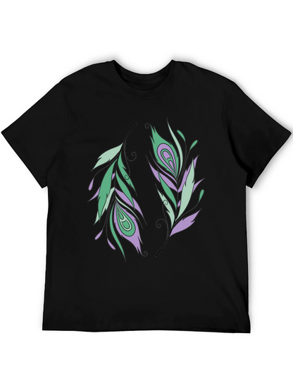 Feather Design Black T-Shirt