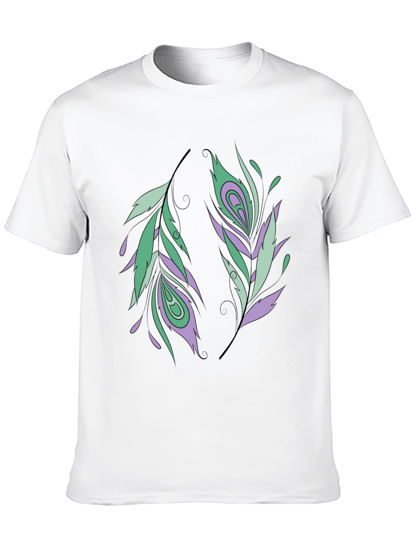 Feather Design Black T-Shirt